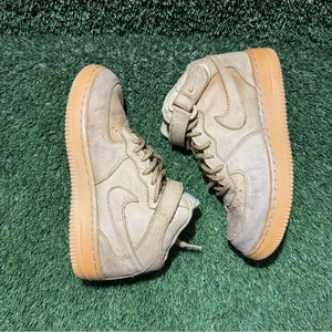 Size 3Y - Kids Nike Air Force 1 Brown Wheat Mid Top 859337-200