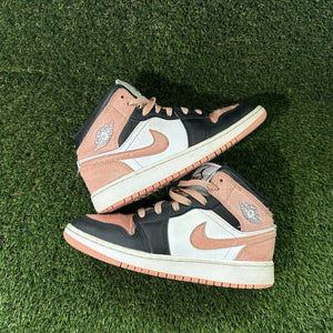 Size 5Y - Kids Jordan 1 Mid Pink Rose Gold DM9077-108