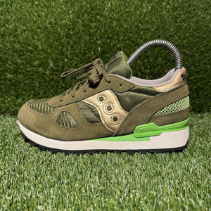 Size 3.5Y - Saucony Shadow Olive SK265169 Kids Athletic Sneaker